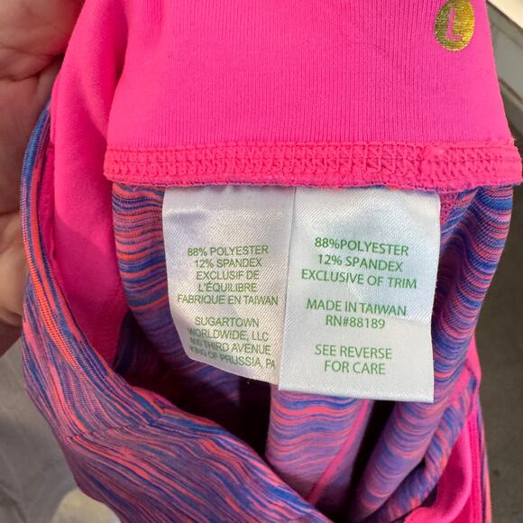 Lilly Pulitzer Luxletic Weekender Legging Pink Blue Stretch Athletic Size L - Picture 9 of 10